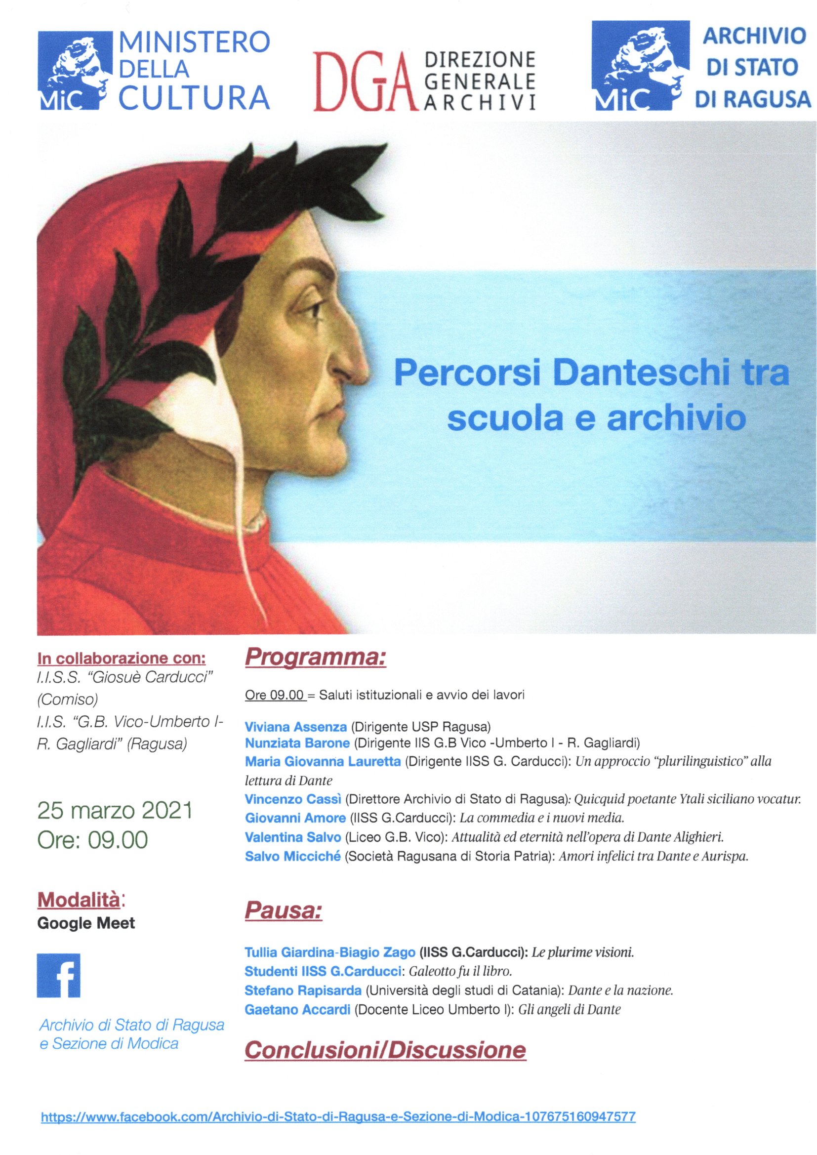 Convegno: "Percorsi danteschi tra scuola e archivio" (Archivio di Stato di Ragusa)